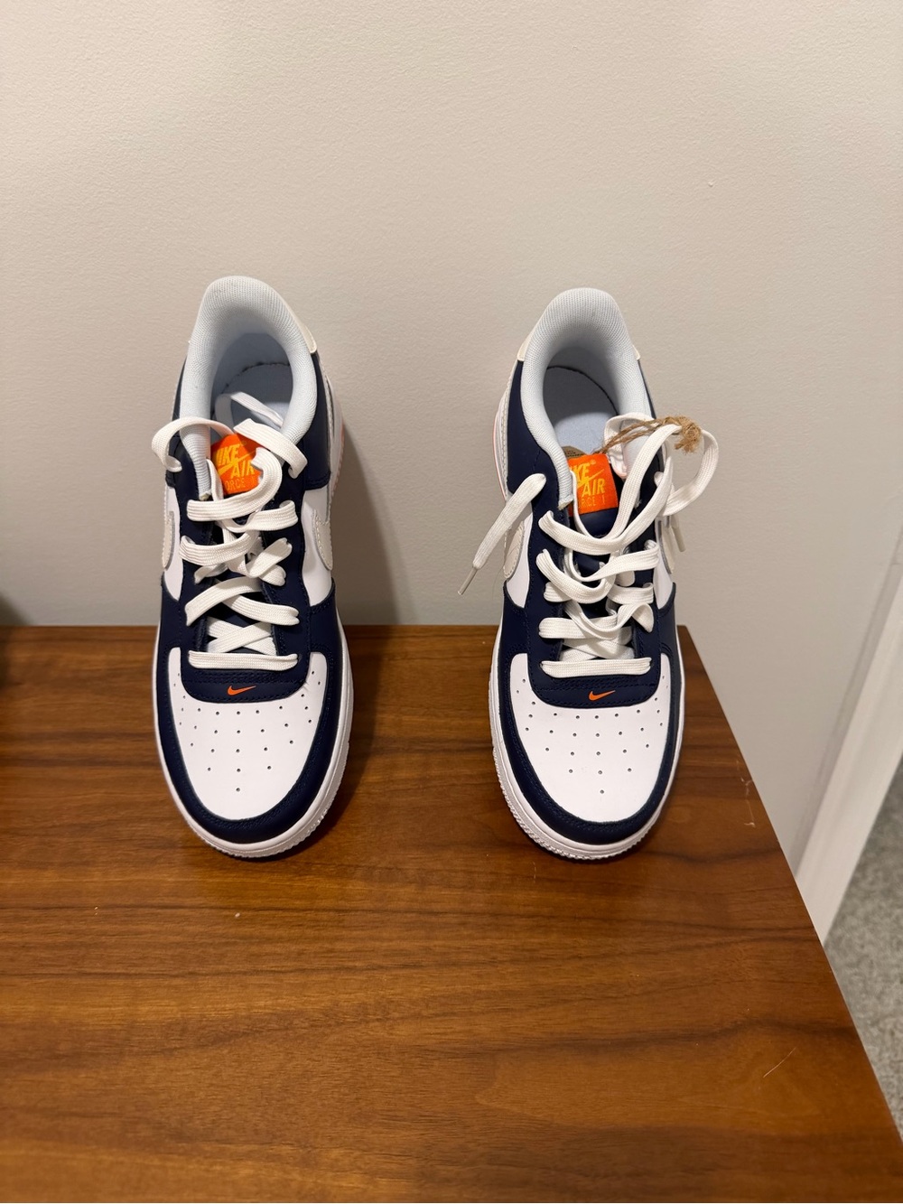 Nike White and Navy Air Force 1 Sneakers